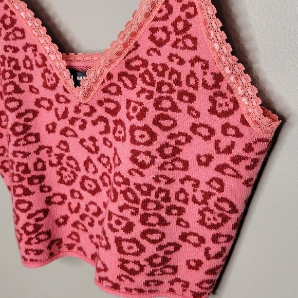 SHEIN Pink Leopard Crop Top Medium - Picture 3 of 5